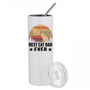 Best Cat Dad Ever Funny Cute Retro Stainless Steel Tumbler