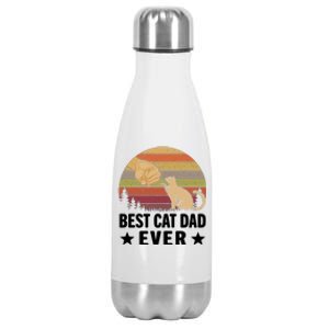 Best Cat Dad Ever Funny Cute Retro Stainless Steel Insulated Water Bottle