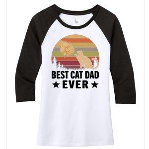 Best Cat Dad Ever Funny Cute Retro Women's Tri-Blend 3/4-Sleeve Raglan Shirt