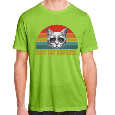 Best Cat Dad Ever Retro Sunset Adult ChromaSoft Performance T-Shirt