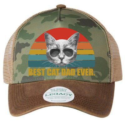 Best Cat Dad Ever Retro Sunset Legacy Tie Dye Trucker Hat