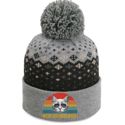 Best Cat Dad Ever Retro Sunset The Baniff Cuffed Pom Beanie