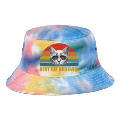 Best Cat Dad Ever Retro Sunset Tie Dye Newport Bucket Hat