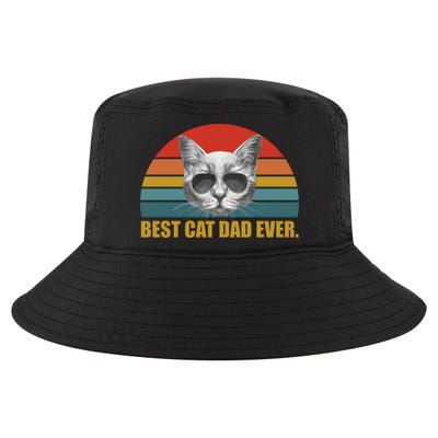 Best Cat Dad Ever Retro Sunset Cool Comfort Performance Bucket Hat