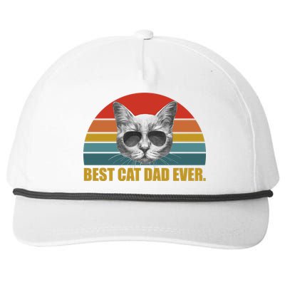 Best Cat Dad Ever Retro Sunset Snapback Five-Panel Rope Hat