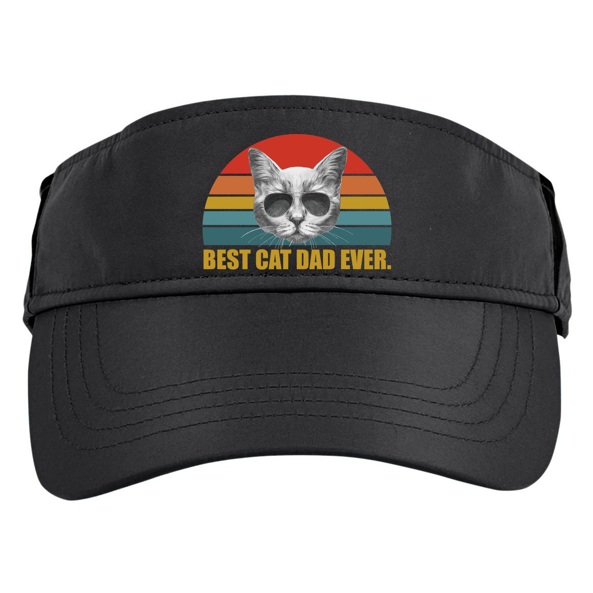 Best Cat Dad Ever Retro Sunset Adult Drive Performance Visor