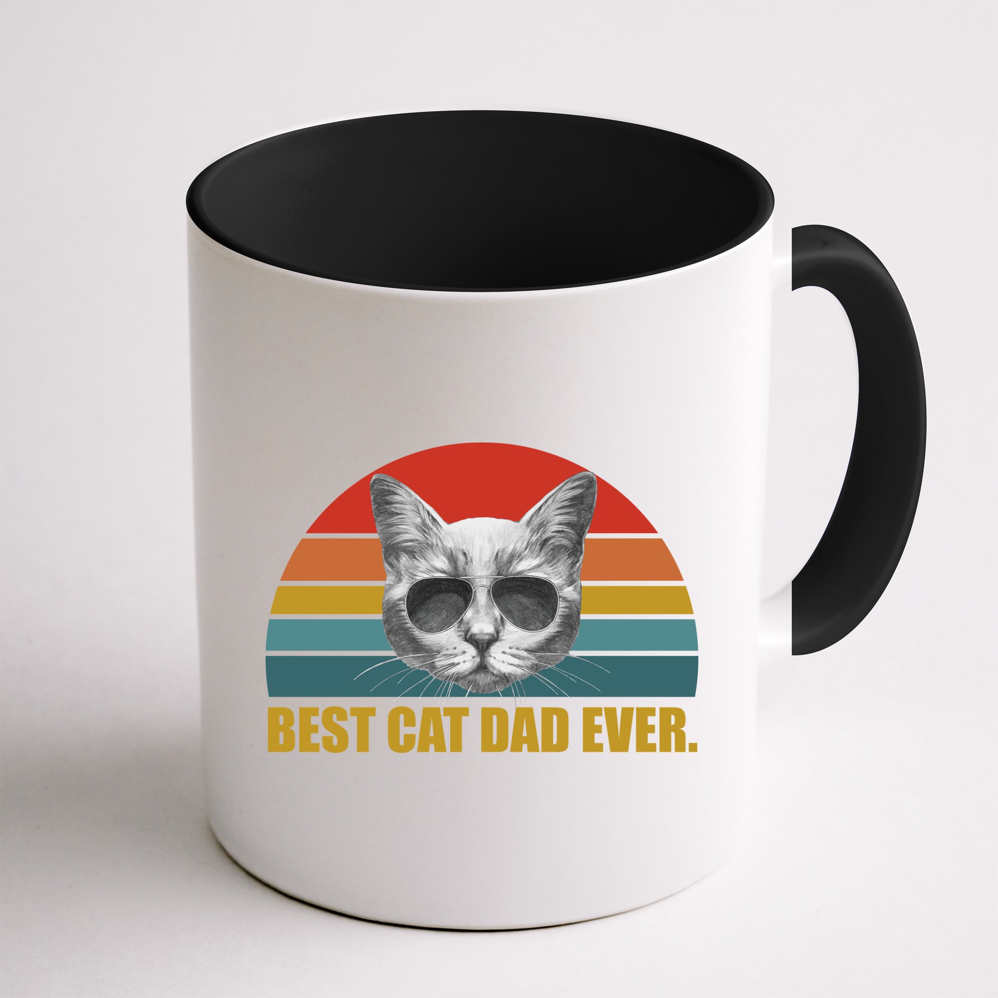 Best Cat Dad Ever Retro Sunset Mug