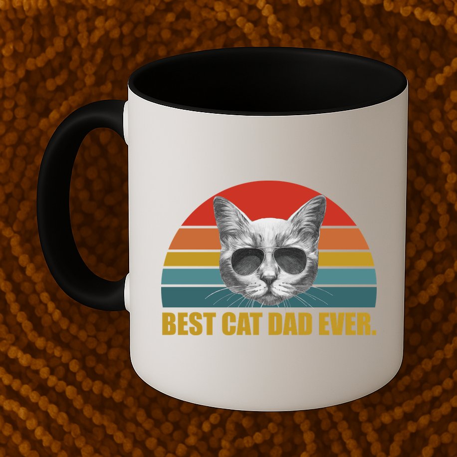 Best Cat Dad Ever Retro Sunset Mug