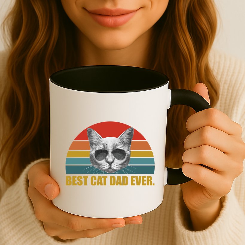 Best Cat Dad Ever Retro Sunset Mug
