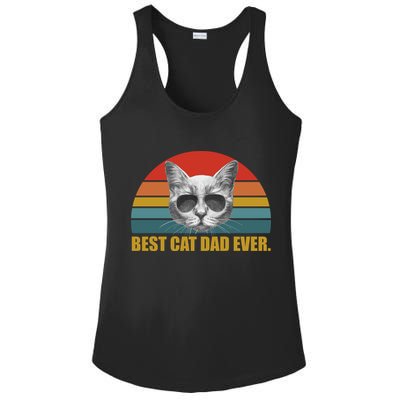 Best Cat Dad Ever Retro Sunset Ladies PosiCharge Competitor Racerback Tank