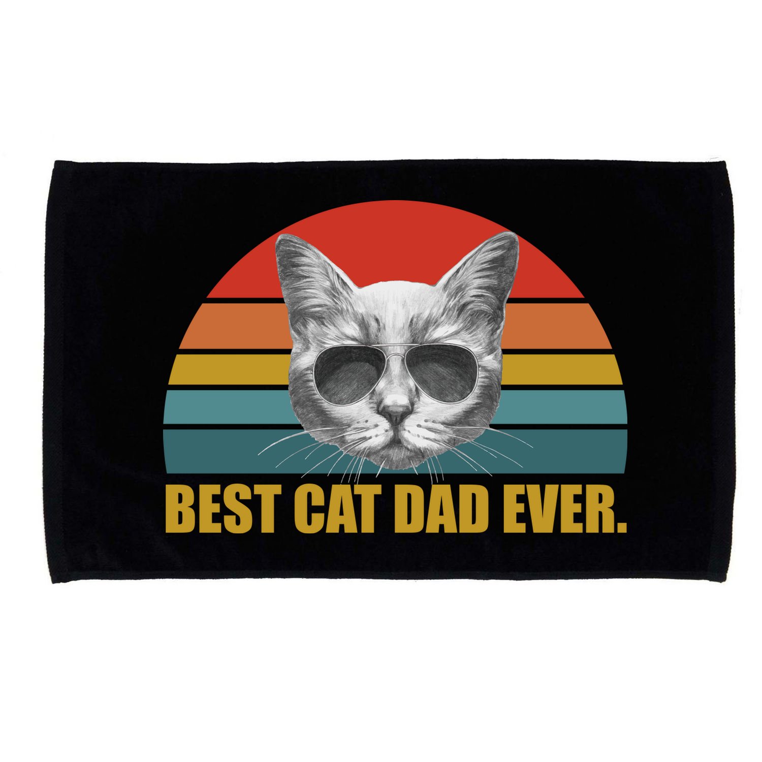 Best Cat Dad Ever Retro Sunset Microfiber Hand Towel
