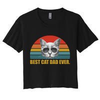 Best Cat Dad Ever Retro Sunset Women's Crop Top Tee