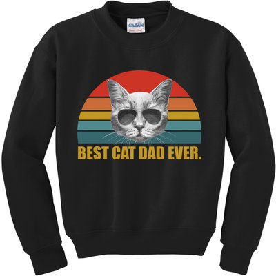 Best Cat Dad Ever Retro Sunset Kids Sweatshirt