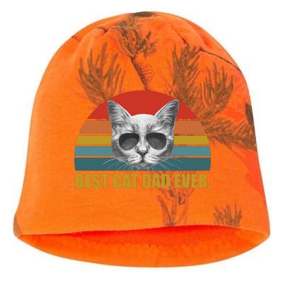 Best Cat Dad Ever Retro Sunset Kati - Camo Knit Beanie