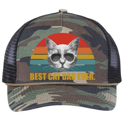 Best Cat Dad Ever Retro Sunset Retro Rope Trucker Hat Cap