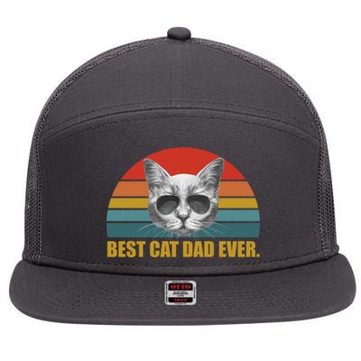 Best Cat Dad Ever Retro Sunset 7 Panel Mesh Trucker Snapback Hat