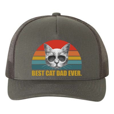 Best Cat Dad Ever Retro Sunset Yupoong Adult 5-Panel Trucker Hat