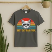 Best Cat Dad Ever Retro Sunset T-Shirt