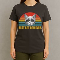Best Cat Dad Ever Retro Sunset T-Shirt