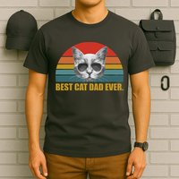 Best Cat Dad Ever Retro Sunset T-Shirt