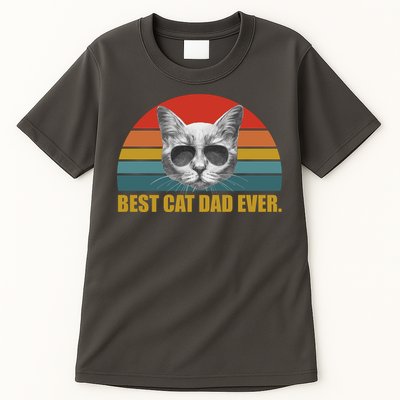 Best Cat Dad Ever Retro Sunset Tall T-Shirt