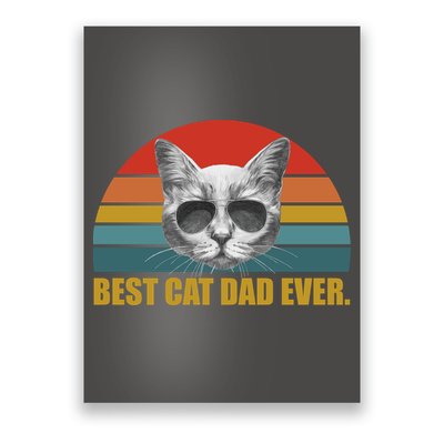 Best Cat Dad Ever Retro Sunset Poster