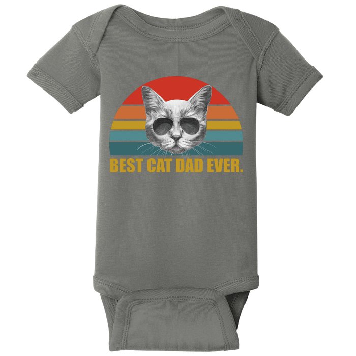 Best Cat Dad Ever Retro Sunset Baby Bodysuit