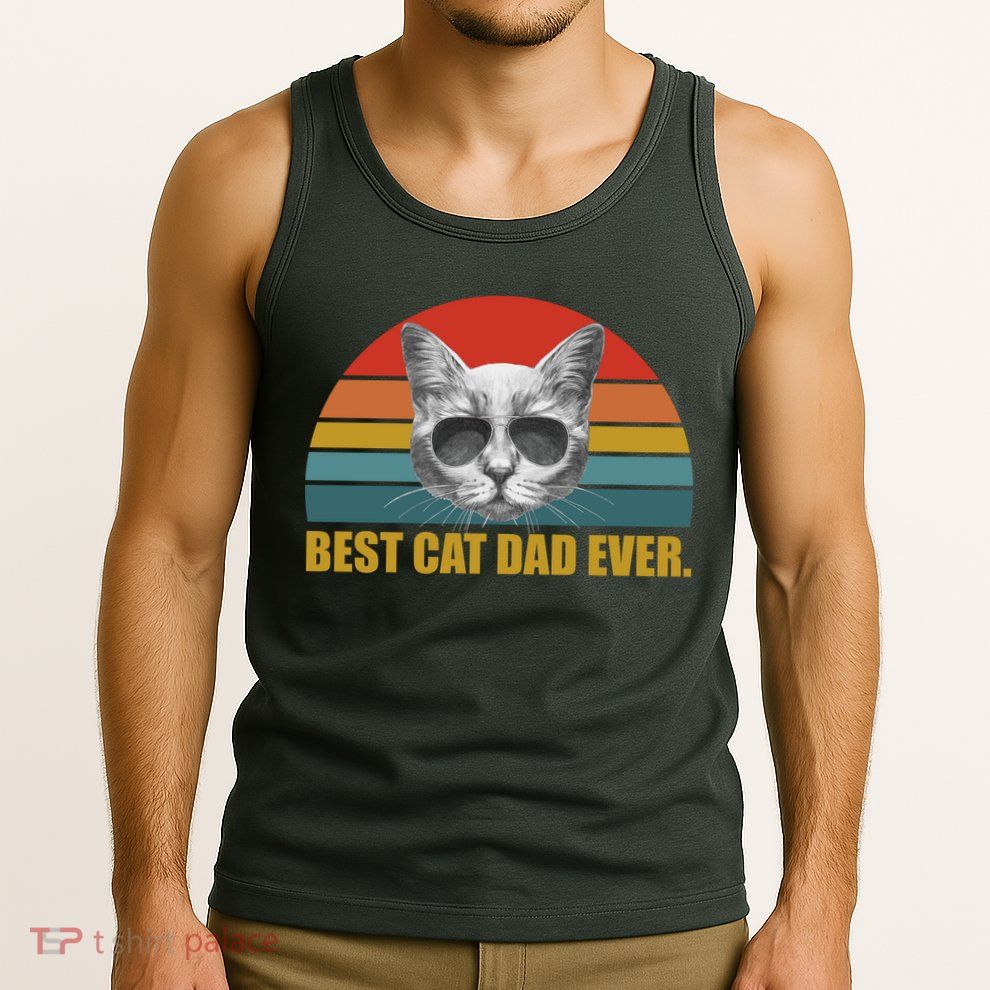 Best Cat Dad Ever Retro Sunset Tank Top