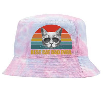 Best Cat Dad Ever Retro Sunset Tie-Dyed Bucket Hat