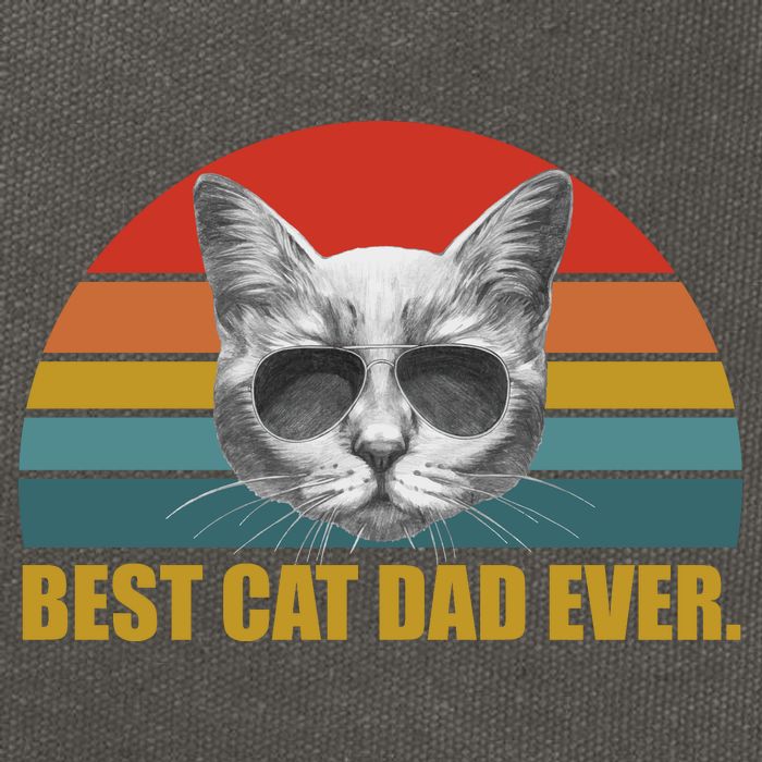 Best Cat Dad Ever Retro Sunset Cotton Canvas Backpack
