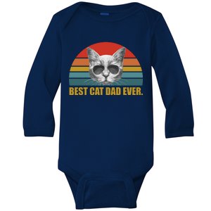 Best Cat Dad Ever Retro Sunset Baby Long Sleeve Bodysuit