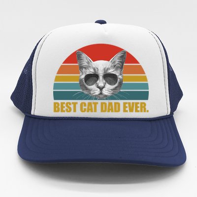 Best Cat Dad Ever Retro Sunset Trucker Hat