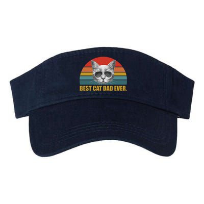 Best Cat Dad Ever Retro Sunset Valucap Bio-Washed Visor