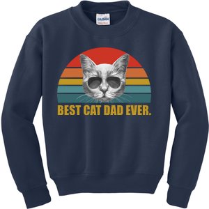 Best Cat Dad Ever Retro Sunset Kids Sweatshirt