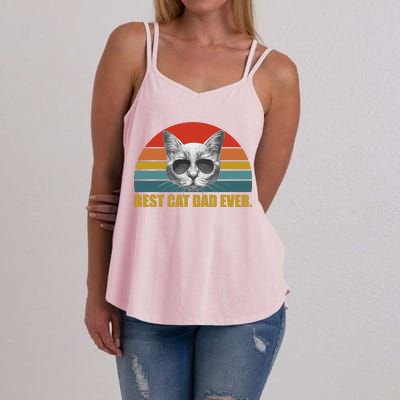 Best Cat Dad Ever Retro Sunset Women's Strappy Tank