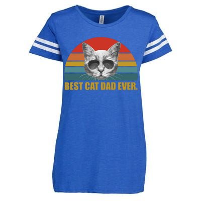 Best Cat Dad Ever Retro Sunset Enza Ladies Jersey Football T-Shirt