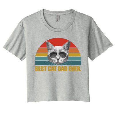 Best Cat Dad Ever Retro Sunset Women's Crop Top Tee