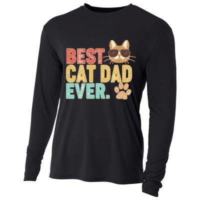 Best Cat Dad Ever Vintage Colors Cooling Performance Long Sleeve Crew