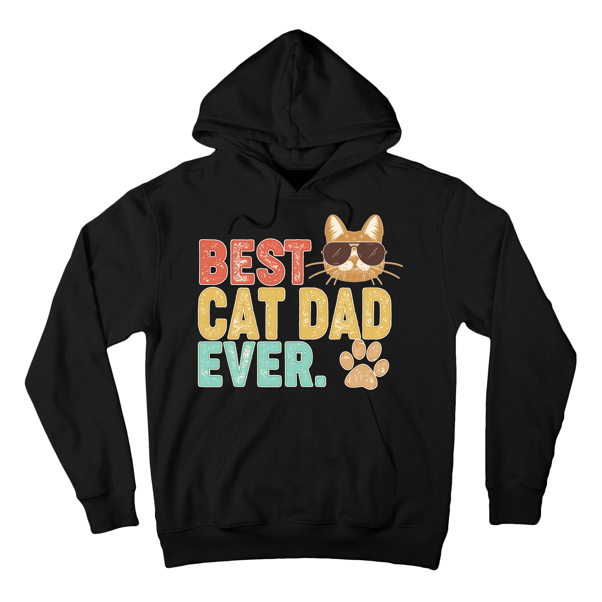 Best Cat Dad Ever Vintage Colors Tall Hoodie