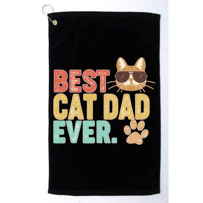 Best Cat Dad Ever Vintage Colors Golf Towel