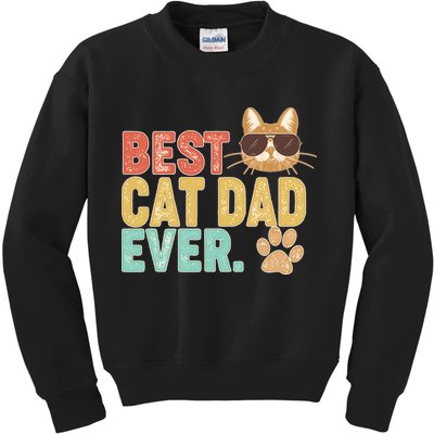 Best Cat Dad Ever Vintage Colors Kids Sweatshirt