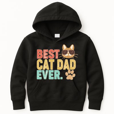 Best Cat Dad Ever Vintage Colors Kids Hoodie