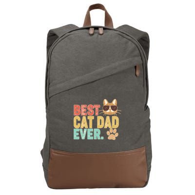 Best Cat Dad Ever Vintage Colors Cotton Canvas Backpack