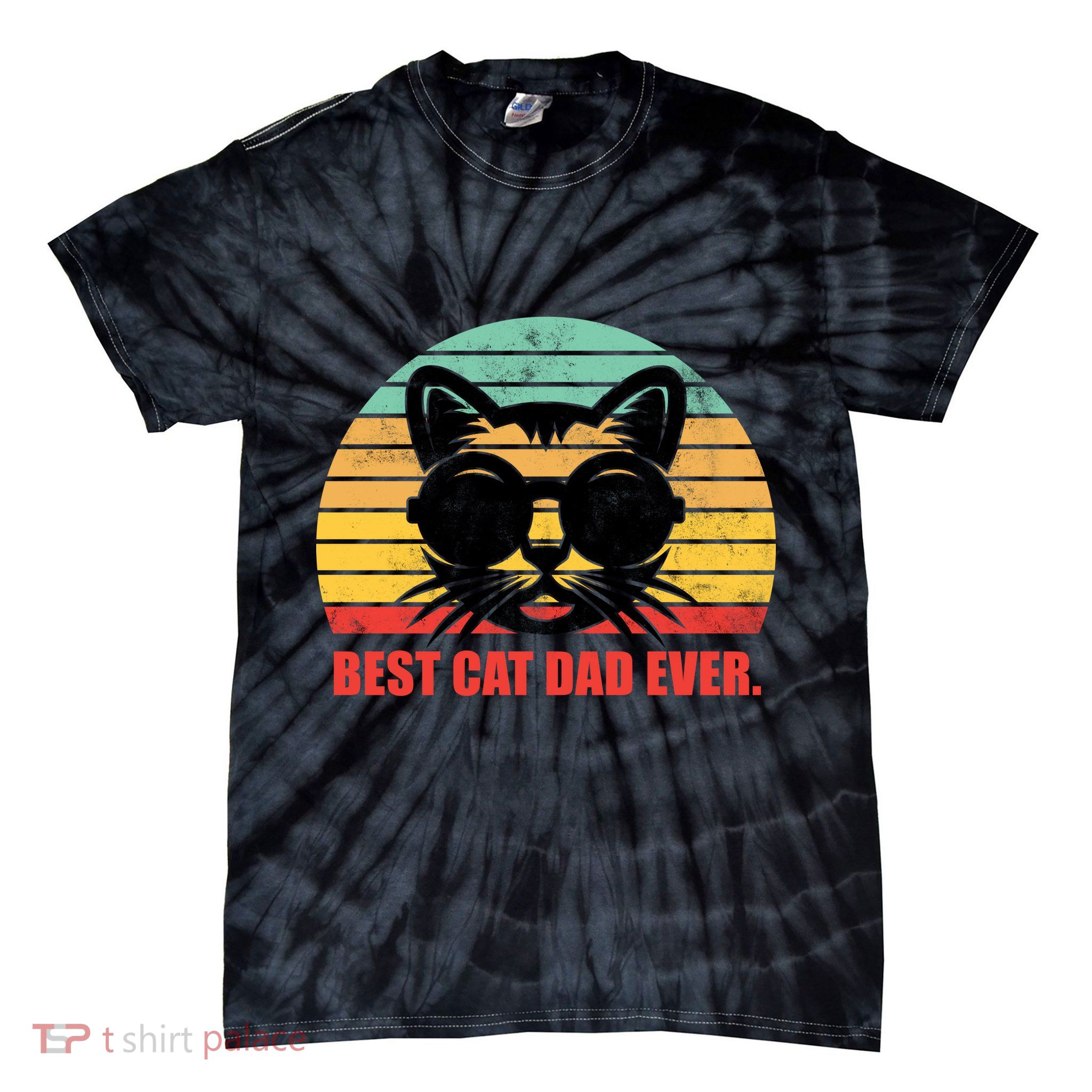 Best Cat Ever - Retro Vintage Design Tie-Dye T-Shirt