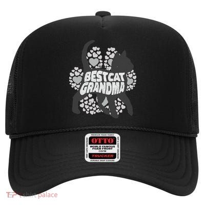 Best Cat Grandma High Crown Mesh Back Trucker Hat
