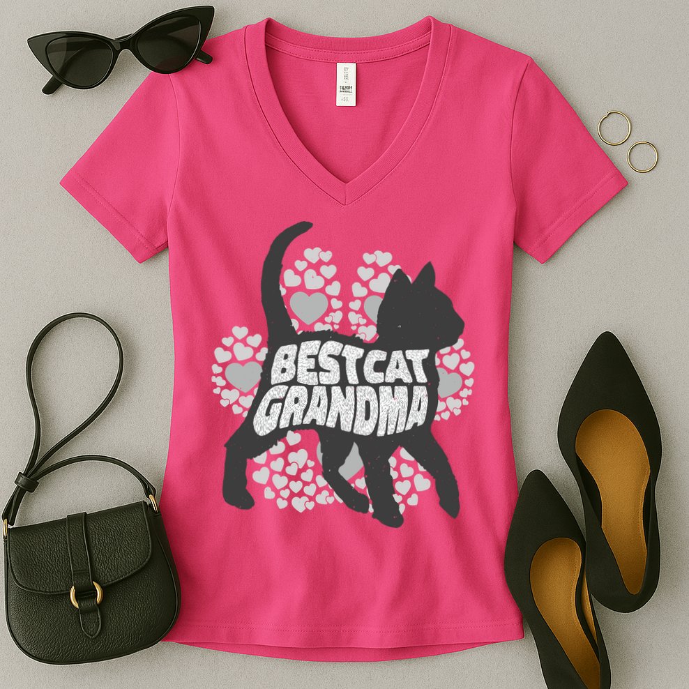 Best Cat Grandma Women's V-Neck T-Shirt
