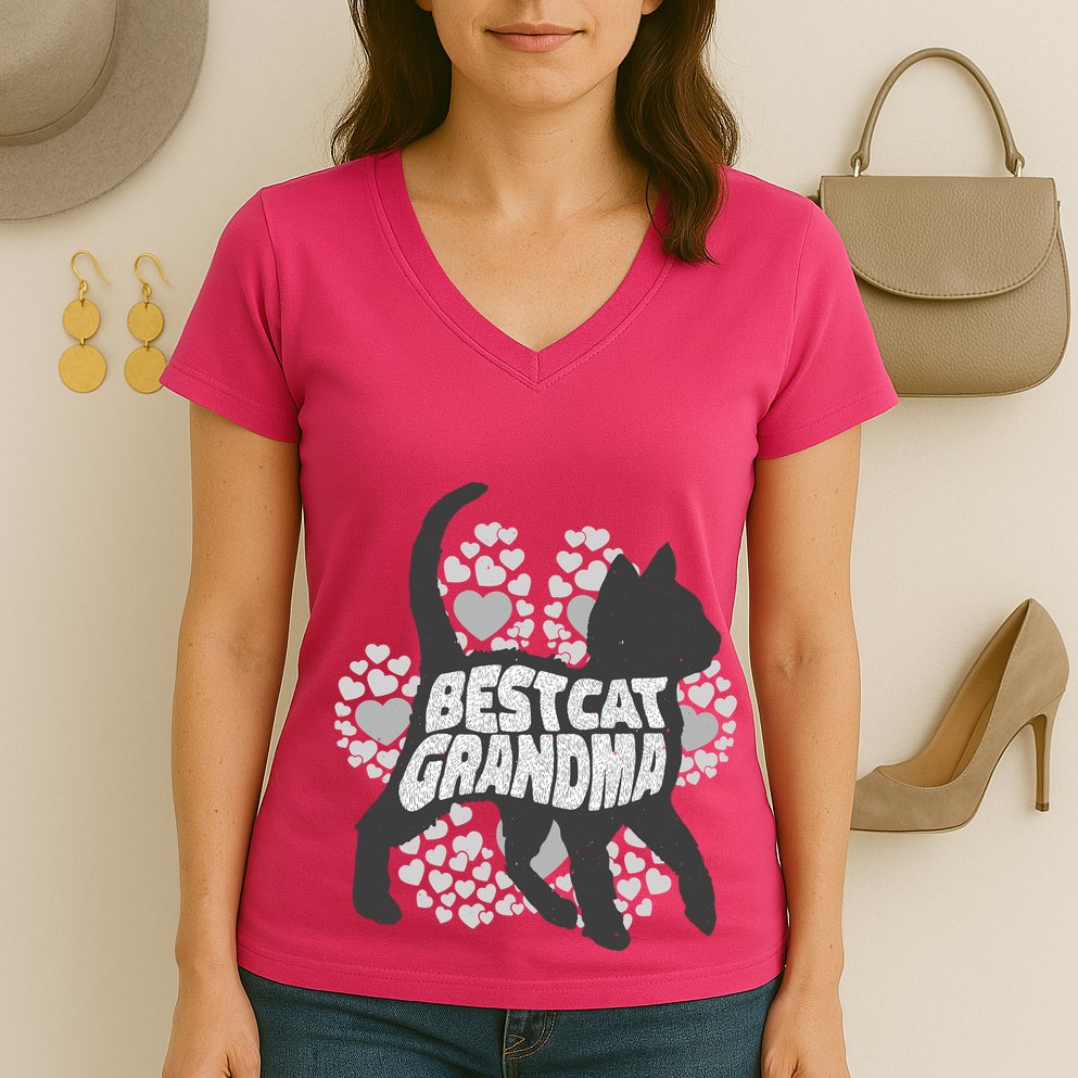 Best Cat Grandma Women's V-Neck T-Shirt