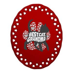 Best Cat Grandma Ceramic Oval Ornament