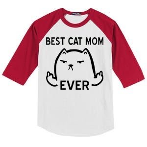 Best Cat Mom Ever Kids Colorblock Raglan Jersey