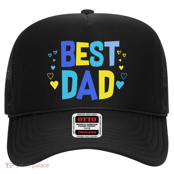 Best Dad High Crown Mesh Back Trucker Hat
